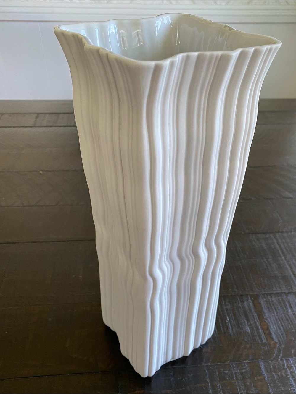 1990s Vintage White Bisquit Porcelain Tall Vase Design by Naaman Israel
